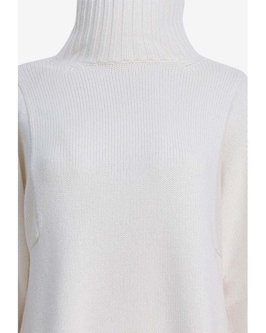 Max Mara White Aceti Cashmere High-Neck Sweater