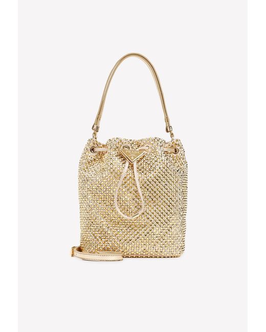 Prada Natural Crystal Embellished Bucket Bag