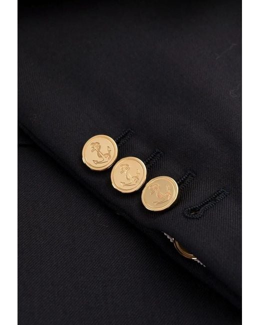 Thom Browne Blue Single-Breasted Wool Cropped Blazer