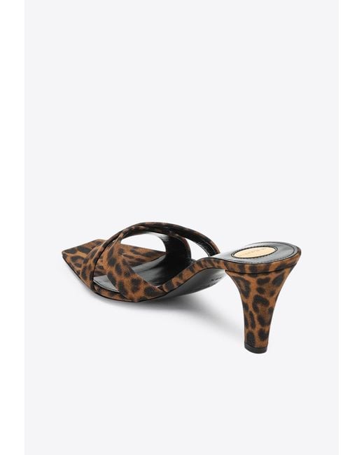 Saint Laurent Multicolor Jill 75 Leopard-Print Satin Mules