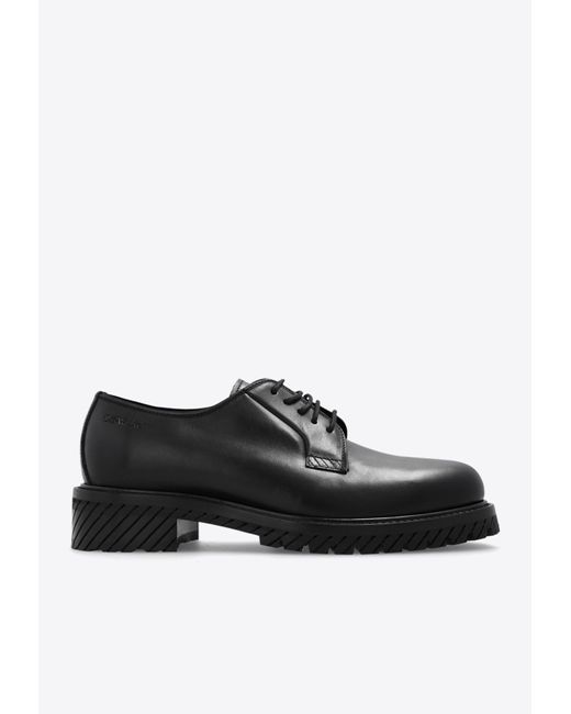 Off-White c/o Virgil Abloh Black Military Leather Derby Shoes for men
