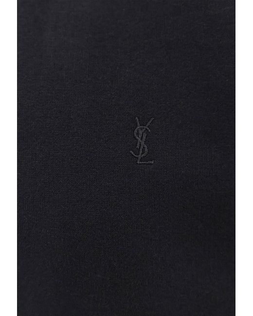 Saint Laurent Blue Cassandre Embroidered Sweatshirt