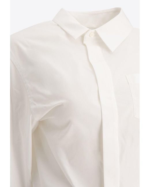 Sacai White Asymmetrical Long-Sleeved Poplin Shirt