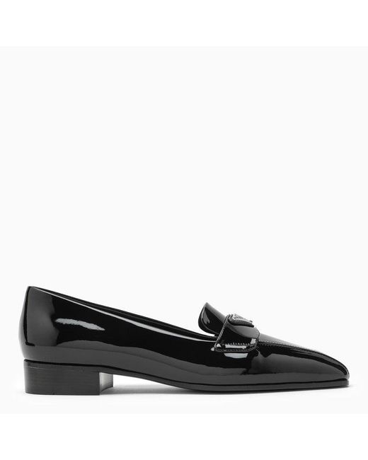 Prada Pointy-toe Loafer In Black Patent Leather - Black