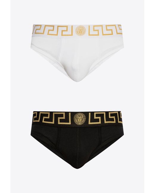 Versace Black Greca Border Briefs for men