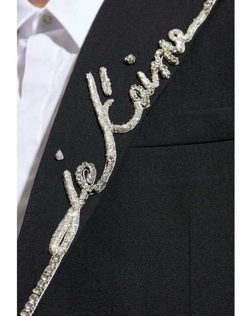 Balmain Black Love Letter Wool Blazer for men