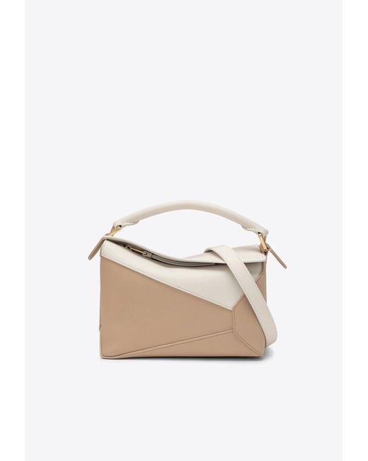 Loewe White Small Puzzle Top Handle Bag