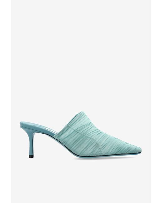 Jimmy Choo Blue Lotta 65 Ruched Tulle Mules