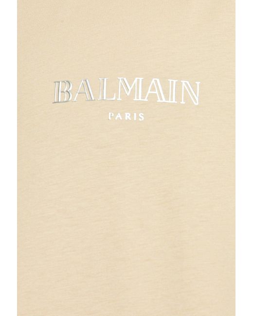 Balmain Natural Logo Print T-Shirt for men