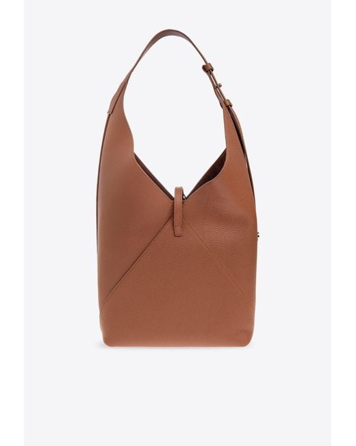 Ferragamo Brown Medium V-Shaped Leather Shoulder Bag