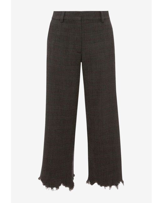 J.W. Anderson Black Distressed Checked Pants