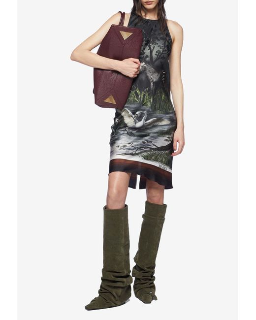 The Attico Gray Smoke Printed Mini Dress