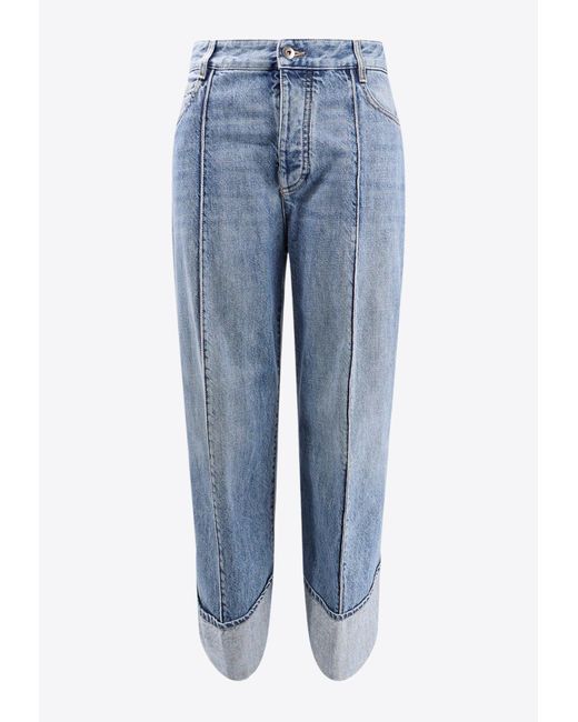 Bottega Veneta Blue Straight-Leg Cropped Jeans