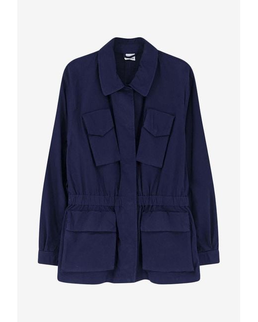 Aspesi Blue Buttoned Field Jacket
