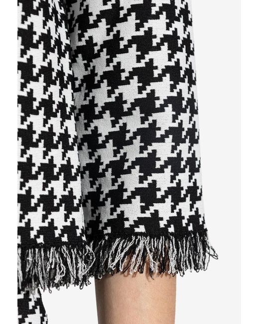 McQueen Black Houndstooth Pattern Cropped Cardigan