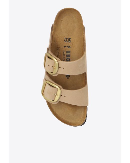 Birkenstock White Arizona Big Buckle Leather Slides