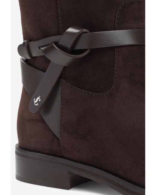 Jimmy Choo Brown Suede Lawton Kb Flat Boots