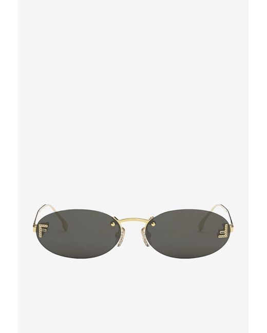 Fendi Gray First Oval Sunglasses