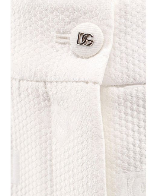 Dolce & Gabbana White Logo Jacquard Mini Shorts