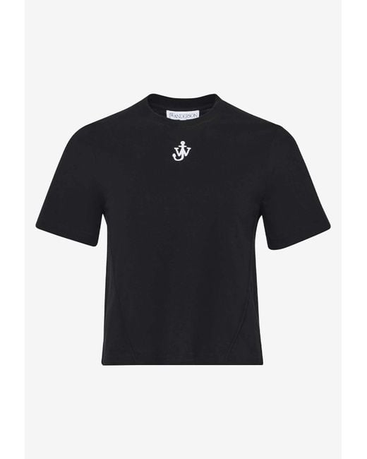 J.W. Anderson Black Anchor Embroidered Cropped T-Shirt