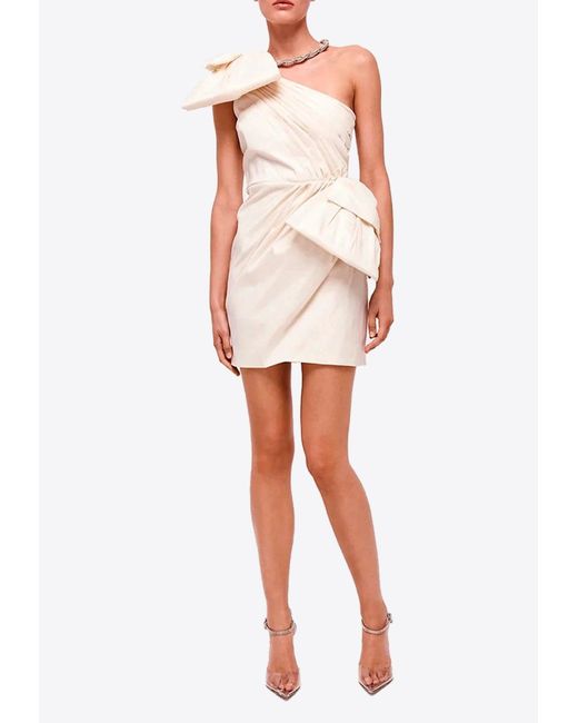 Rachel Gilbert White Fauve One-shoulder Mini Dress
