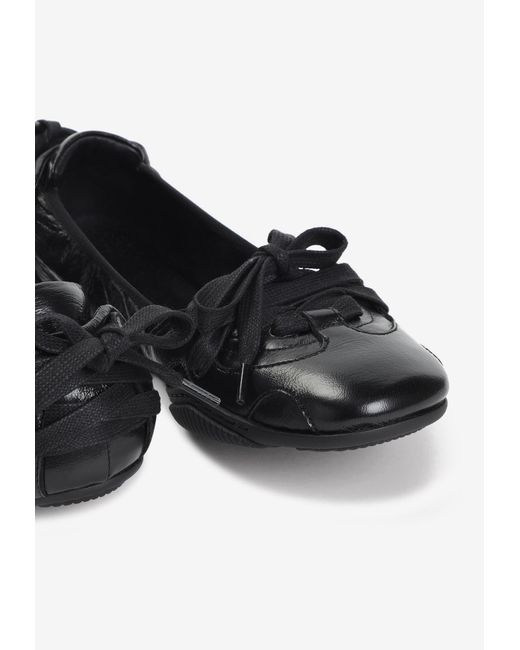 Acne Black Lace-Up Leather Ballet Flats