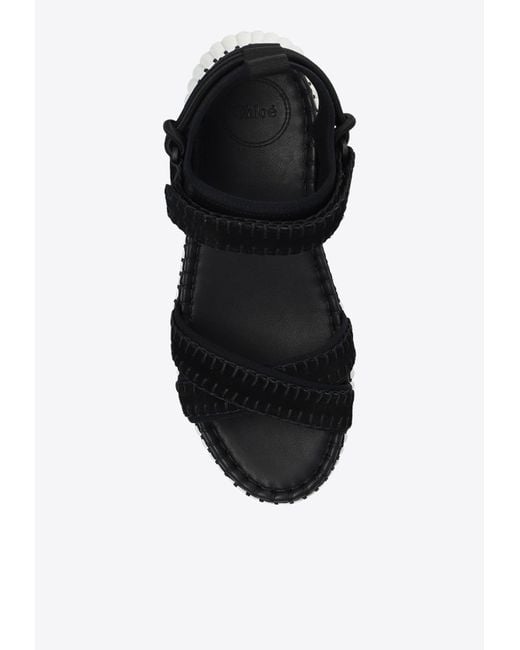 Chloé Black Nama 80 Platform Sandals