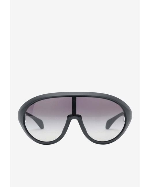 Rick Owens Gray Gradient Shield Sunglasses for men