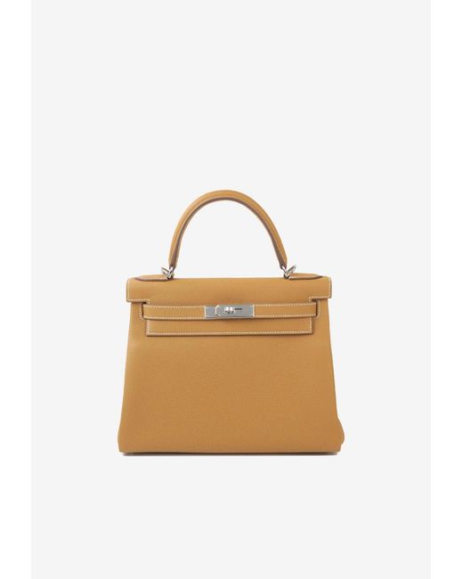 Hermès Multicolor Kelly 28 In Natural Sable Togo Leather With Palladium Hardware