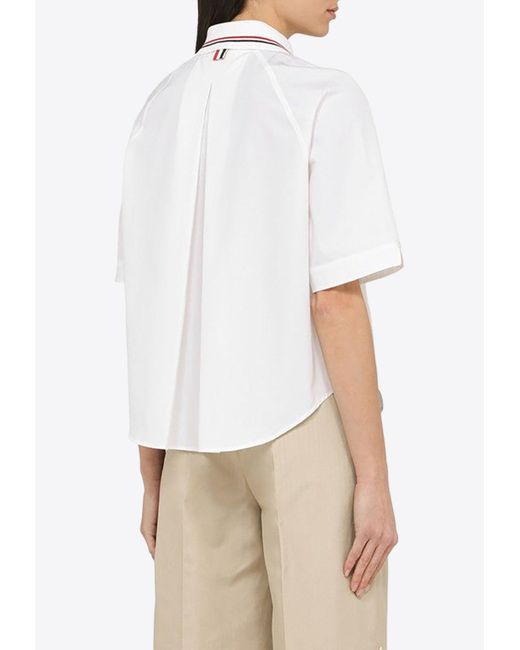 Thom Browne White Name Tag Patch Buttoned Shirt