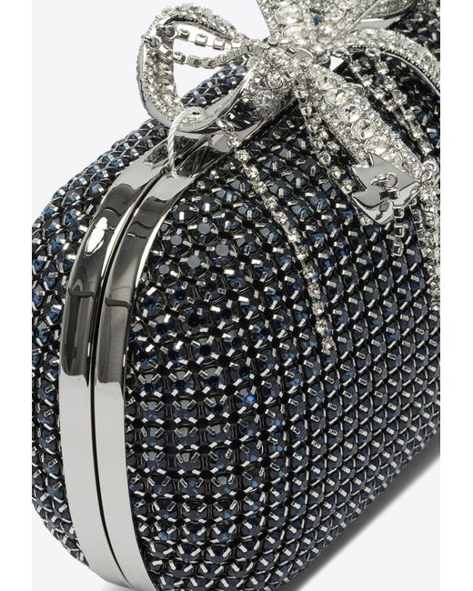 Self-Portrait Chainmail Crystal-Embellished Clutch in Blue | Lyst