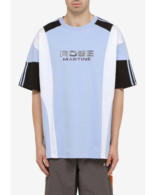 Martine Rose Blue Logo Paneled T-Shirt for men