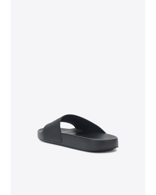 Givenchy White Logo Label Rubber Slides