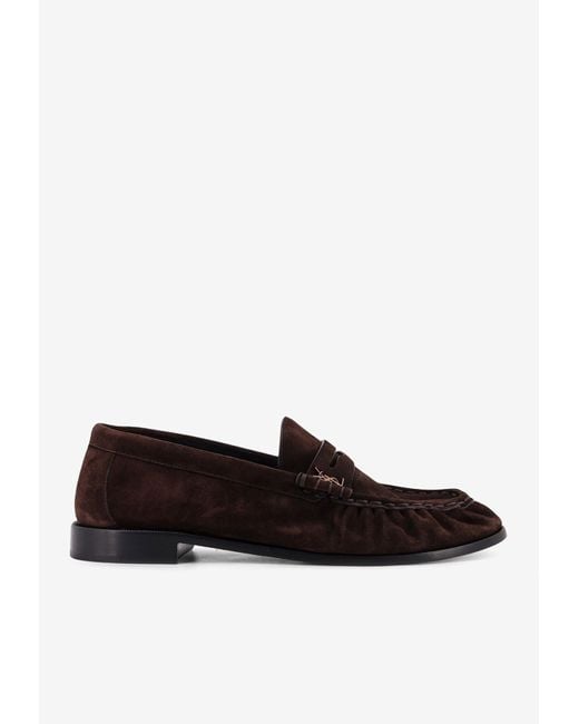 Saint Laurent White Le Loafer Suede Penny Loafers for men