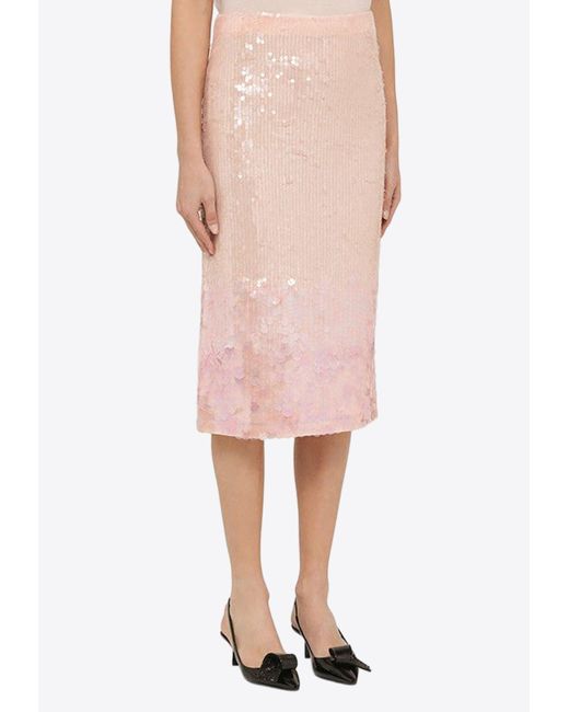 P.A.R.O.S.H. Pink Sequined Pencil Skirt