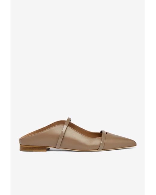 Malone Souliers White Maureen Nappa Leather Flat Mules