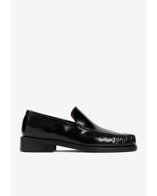 Acne Black Logo Leather Loafers for men