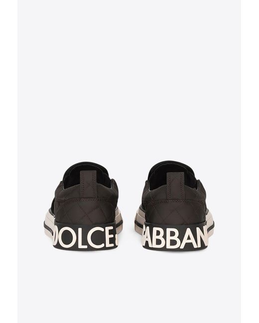 Dolce & Gabbana Black Custom 2.0 Quilted Slip-On Sneakers