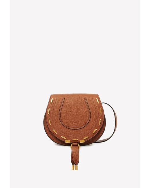 Chlo Small Marcie Saddle Bag In Grained Leather With Gold tone