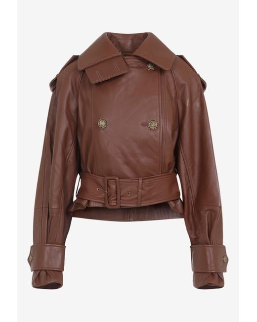 Zimmermann Brown Hypnotic Leather Crop Jacket