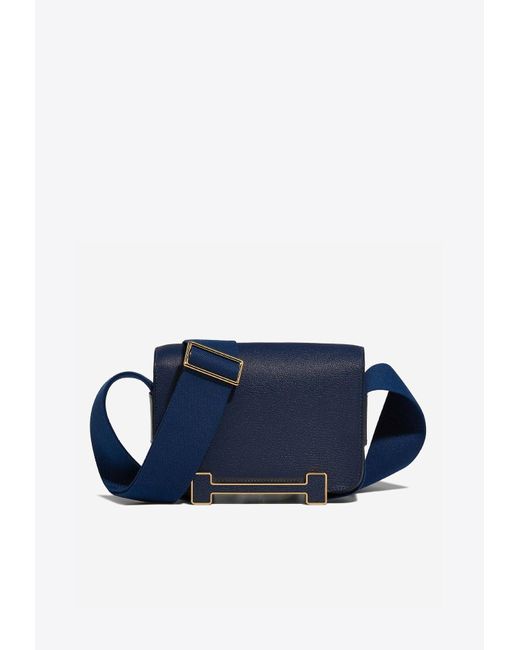 Hermès Blue Geta Shoulder Bag In Navy Chèvre Mysore With Gold Hardware