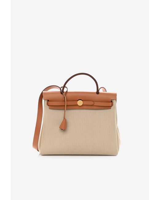 Mini Herbag Zip 20 Retourne in Ecru Militaire Canvas and Ardoise Hunter Leather with Palladium Hardware main image 1