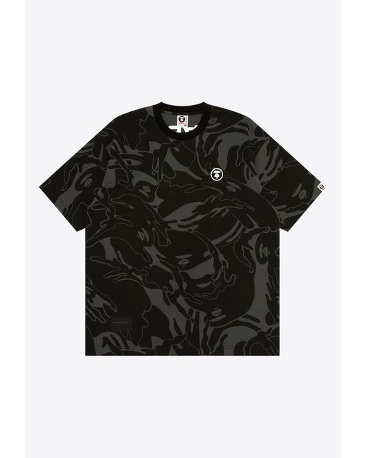 Aape Black Logo-Embroidered Crewneck T-Shirt for men