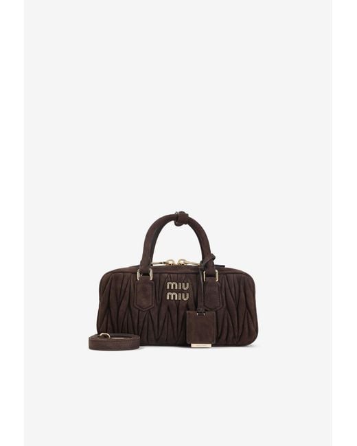 Miu Miu Brown Arcadie Matelassé Nappa Leather Shoulder Bag