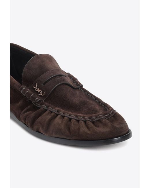 Saint Laurent White Le Loafers Suede Loafers for men