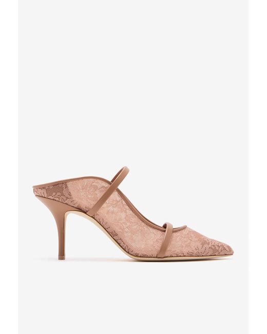 Malone Souliers Pink Maureen 70 Mesh Mules