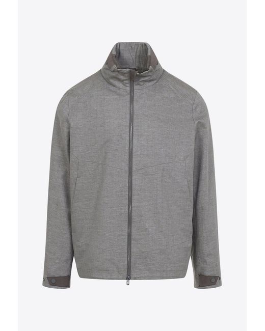 Sease Gray Laminated Zip-Up Jacket for men