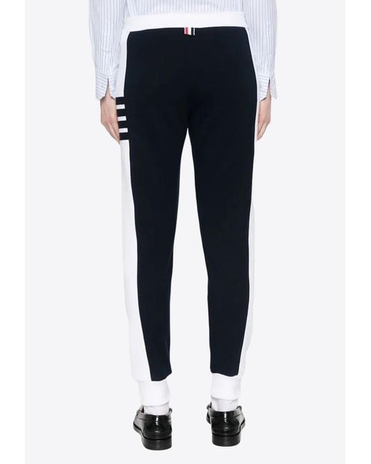 Thom Browne Blue Name Tag Patch Drawstring Track Pants for men