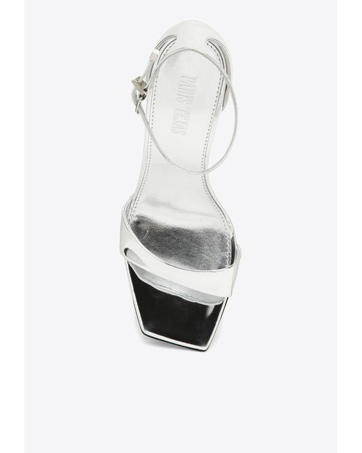 Paris Texas White 105 Mirrored Leather Sandals