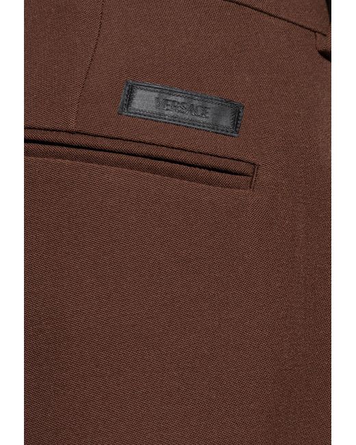 Versace Brown Wool Formal Pants With Tailoring Label for men